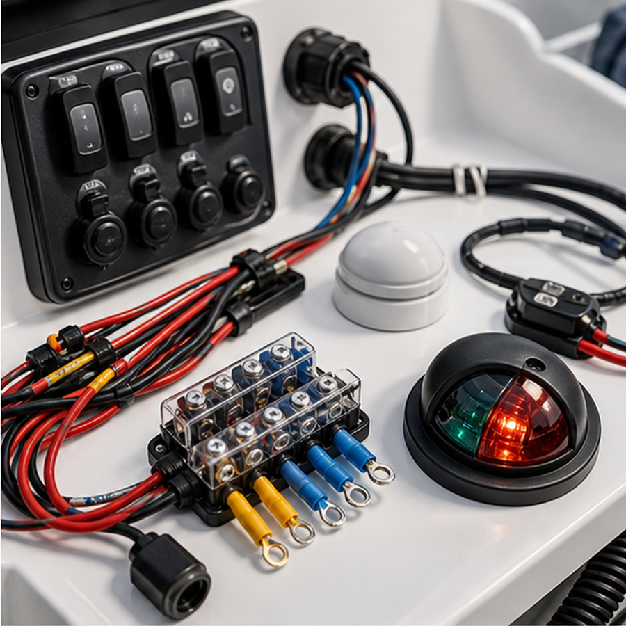 Marine switches and lighting components