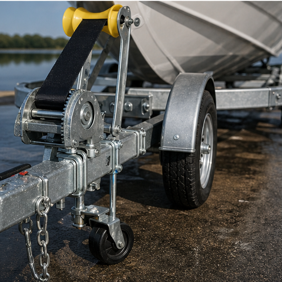 Boat trailer winch and hardware